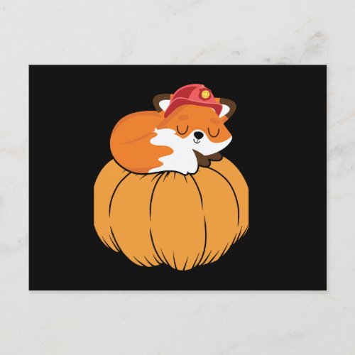 Little Sleeping Fox Pumpkin Thanksgiving Holiday Postcard