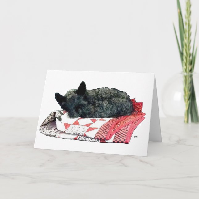 Little Sleeping Scottie Dog Card (Front)