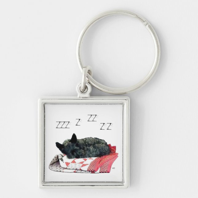 Little Sleeping Scottie Dog Keychain (Front)