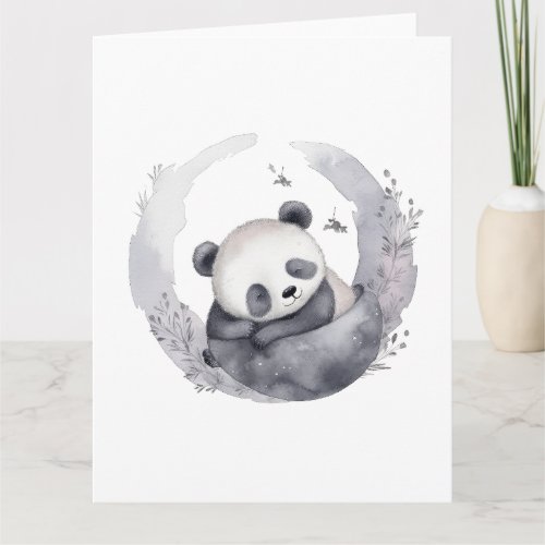 Little Sleepy Watercolor Baby Panda Bear Card