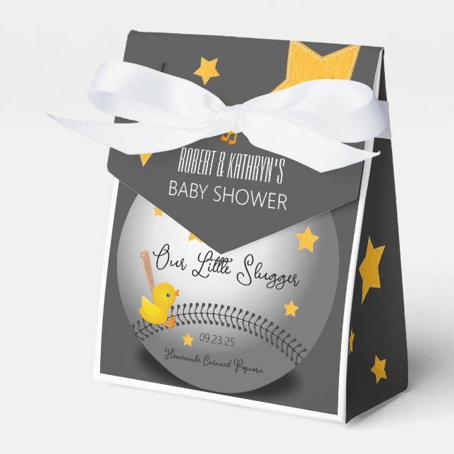 "Little Slugger" Baby Shower Favor Boxes (Front Side)