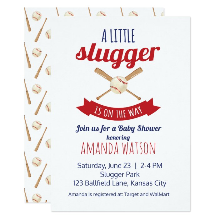 little slugger baby shower invitations
