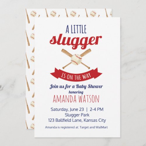 Little Slugger Baby Shower Invitation