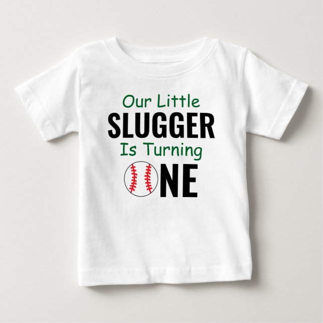 Little Slugger Baseball 1st Birthday Baby T-Shirt (Front)