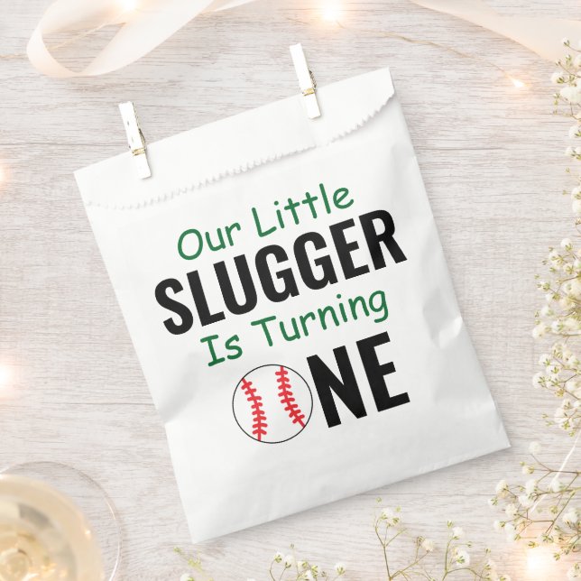 Little Slugger Baseball 1st Birthday Favor Bag (Clipped)