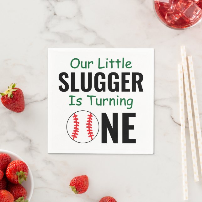 Little Slugger Baseball 1st Birthday Napkins (Insitu)