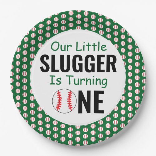 Little Slugger Baseball 1st Birthday Paper Plates