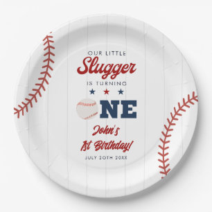 Little Slugger Baseball 1st Birthday Paper Plates