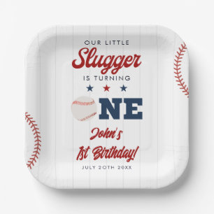 Little Slugger Baseball 1st Birthday Paper Plates