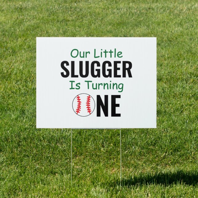 Little Slugger Baseball 1st Birthday Sign (Insitu)
