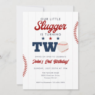 Little Slugger Baseball 2nd Birthday Invitation