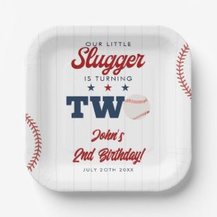 Little Slugger Baseball 2nd Birthday Paper Plates