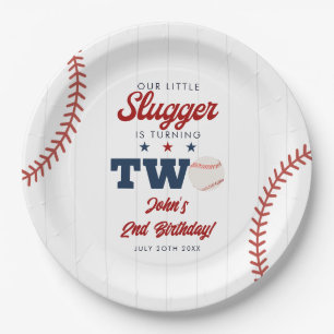 Little Slugger Baseball 2nd Birthday Paper Plates
