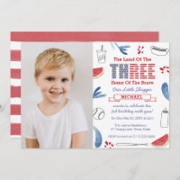 Little Slugger Baseball 3rd Birthday Party Photo Invitation