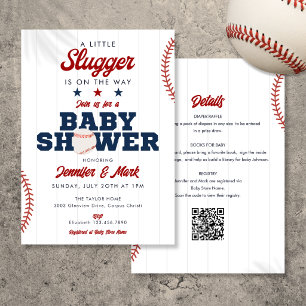 Little Slugger Baseball All In One Baby Shower Invitation