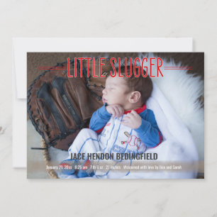Little Slugger Baseball Baby Birth Announcement