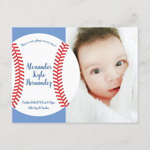Little Slugger Baseball Baby Birth Announcement Postcard