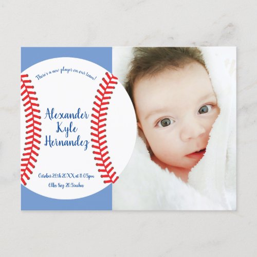 Little Slugger Baseball Baby Birth Announcement Postcard