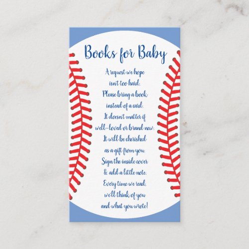Little Slugger Baseball Baby Shower Books for Baby Enclosure Card