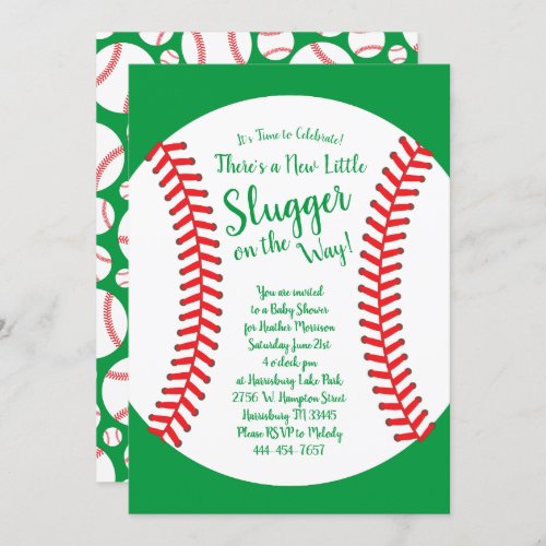 Little Slugger Baseball Baby Shower Gender Neutral Invitation