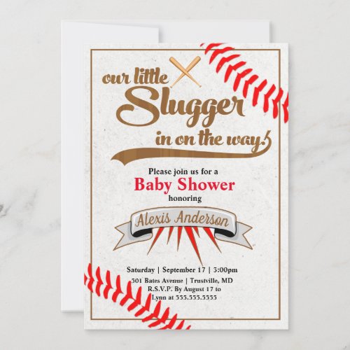 Little Slugger Baseball Baby Shower Invitation