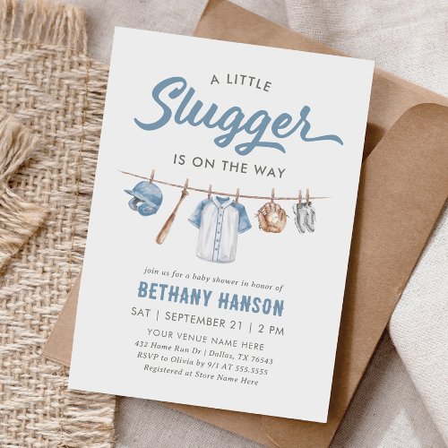 Little Slugger Baseball Baby Shower Invitation