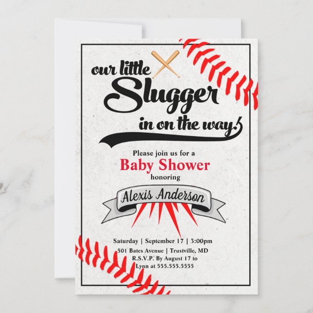 Little Slugger Baseball Baby Shower Invitation (Front)