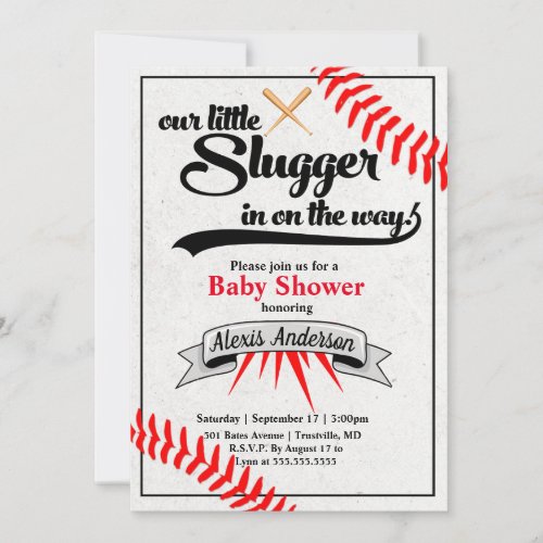 Little Slugger Baseball Baby Shower Invitation