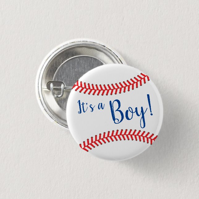 Little Slugger Baseball Baby Shower It's a Boy Button (Front & Back)