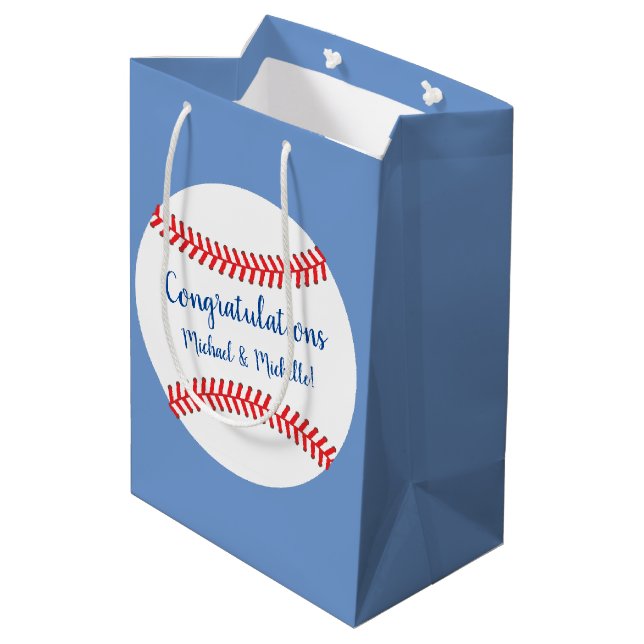 Little Slugger Baseball Baby Shower Medium Gift Bag (Back Angled)