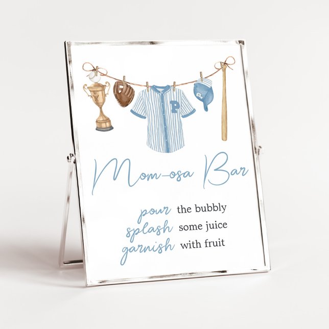 Little Slugger Baseball Baby Shower Mom Osa Bar Poster (Baseball Little Slugger Baby Shower Mom Osa Bar Sign)