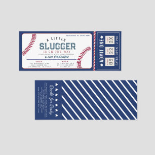 Little Slugger Baseball Baby Shower Ticket Invite