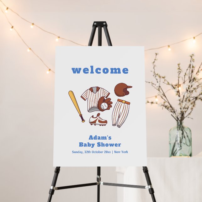 Little Slugger Baseball Baby Shower Welcome Sign (In Situ (Stand))