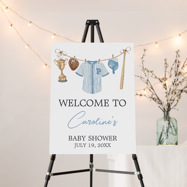 Little Slugger Baseball Baby Shower Welcome Sign (In Situ (Stand))