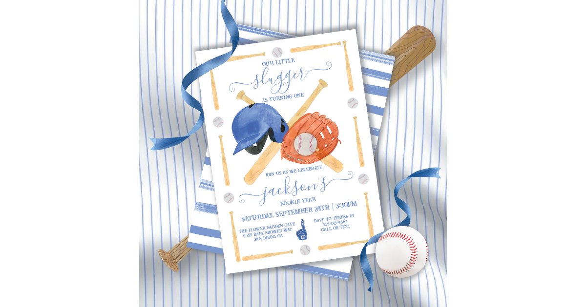 Little slugger Baseball Birthday Party Invitation | Zazzle