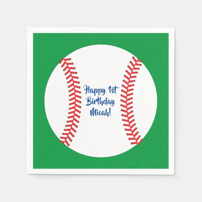 Little Slugger Baseball Birthday Party Napkins (Front)