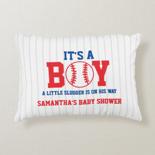 Little Slugger Baseball Boy Baby Shower Accent Pillow