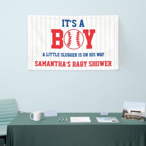 Little Slugger Baseball Boy Baby Shower Banner