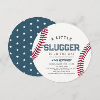 Little Slugger Baseball Boy Baby Shower Circle