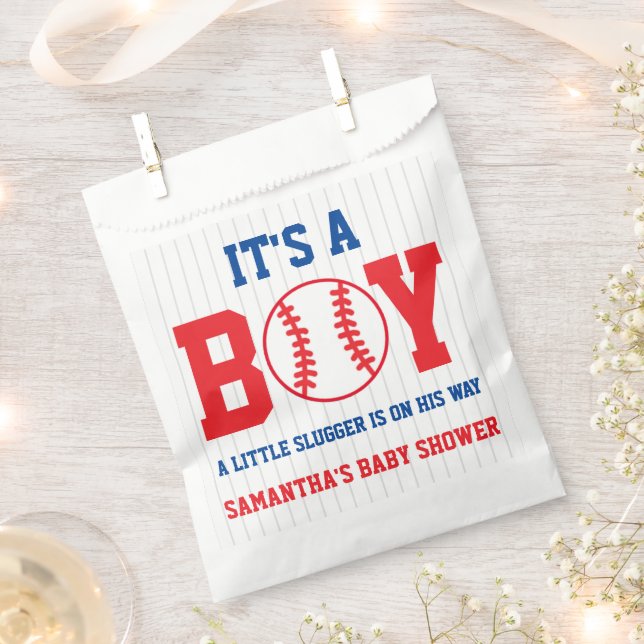 Little Slugger Baseball Boy Baby Shower Favor Bag (Clipped)