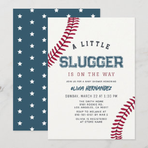 Little Slugger Baseball Boy Baby Shower Invitation