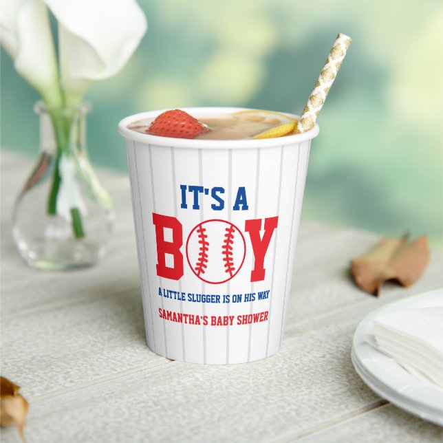 Little Slugger Baseball Boy Baby Shower Paper Cups (Insitu)