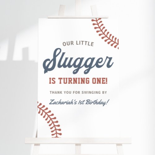 Little Slugger Baseball Boys 1st Birthday Party Foam Board