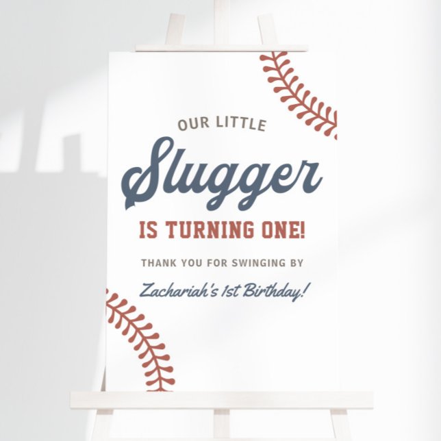 Little Slugger Baseball Boys 1st Birthday Party Foam Board (Creator Uploaded)