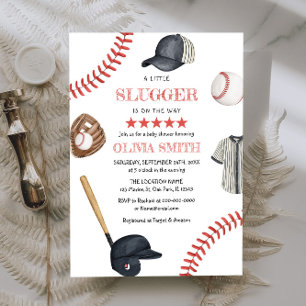Little Slugger Baseball Clothes Baby Shower Invitation