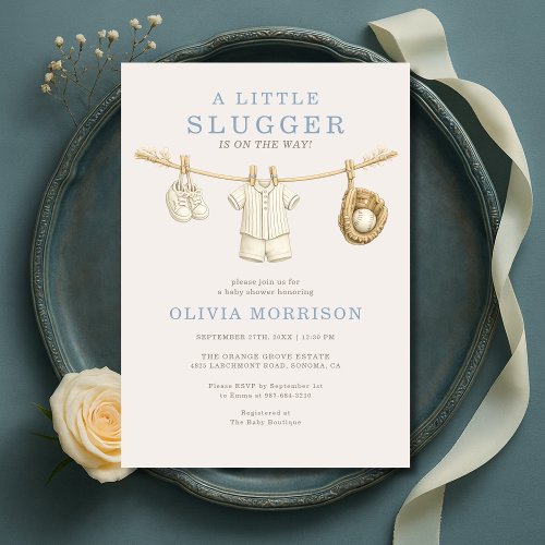 Baseball Clothesline baby shower invitation