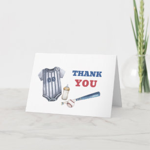 Little Slugger Baseball Shirt Bottle Baby Shower Thank You Card