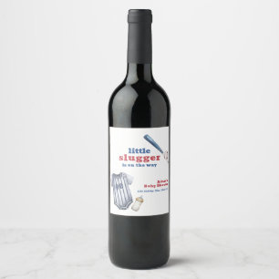 Little Slugger Baseball Shirt Bottle Baby Shower  Wine Label