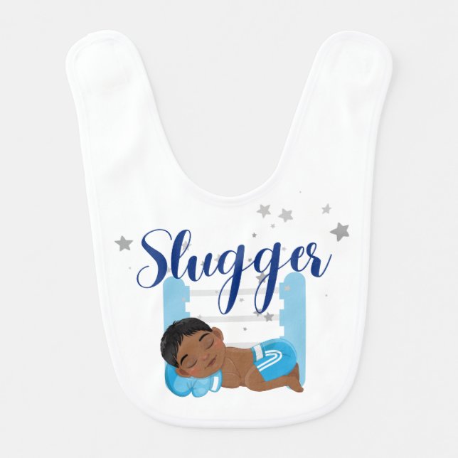 Little slugger boy baby  bib (Front)