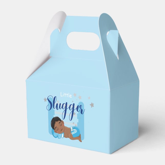 Little slugger boy baby  favor boxes (Front Side)